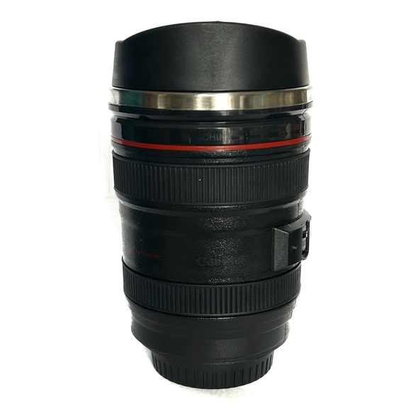Camera Lens Shaped Travel Mug Photographer Coffee Tea Canon Ultrasonic Black Cup - Picture 2 of 14